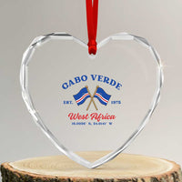 Cabo Verde West Africa Crossed Flags Heart Crystal Glass Ornament Cape Verde Est 1975 Retro National Pride