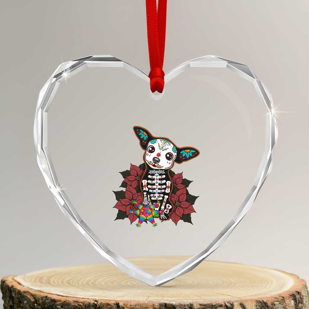 Calavera Chihuahua Heart Crystal Glass Ornament Pinata Dia De Los Muertos Mexican - Wonder Print Shop