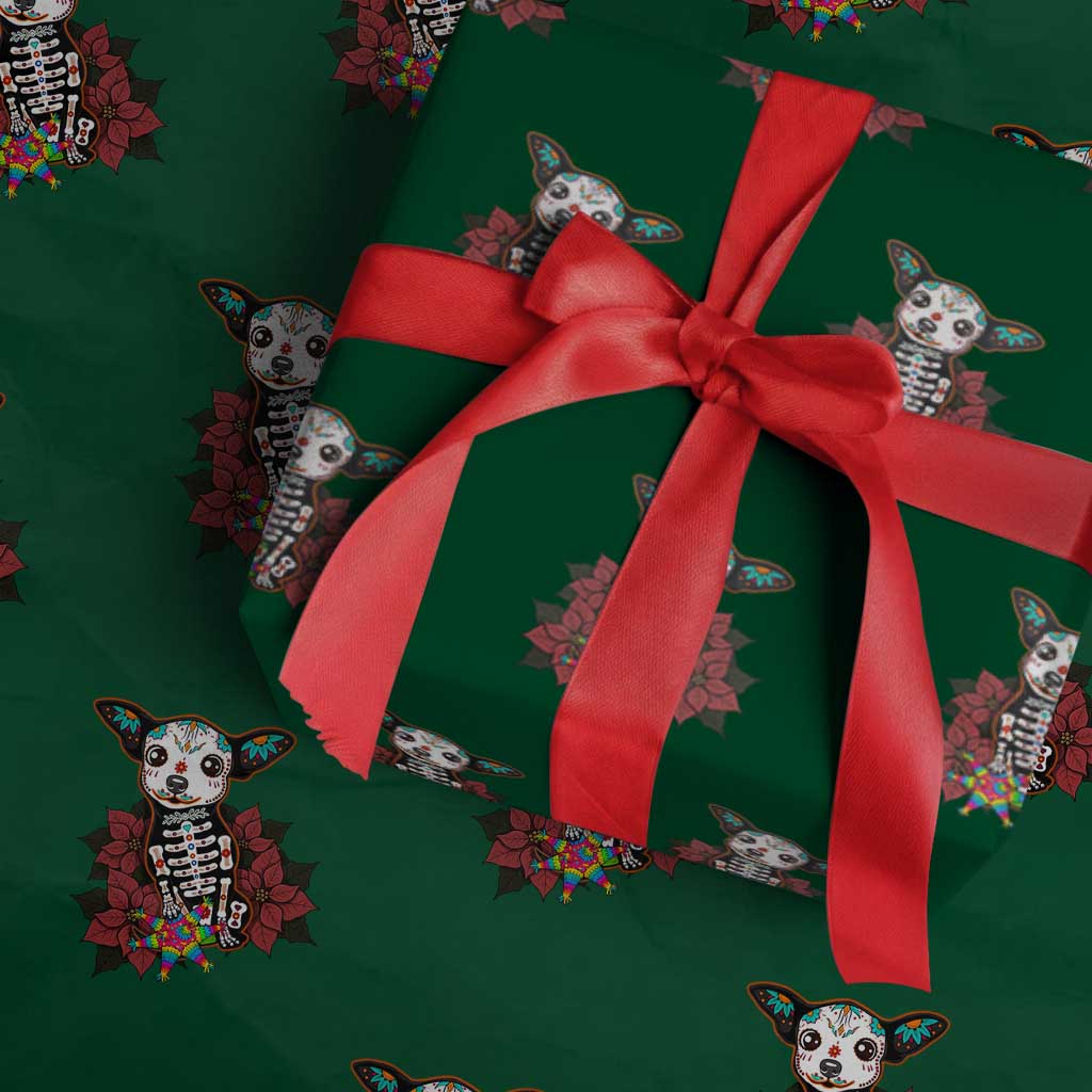 Calavera Chihuahua Wrapping Paper Roll Pinata Dia De Los Muertos Mexican - Wonder Print Shop