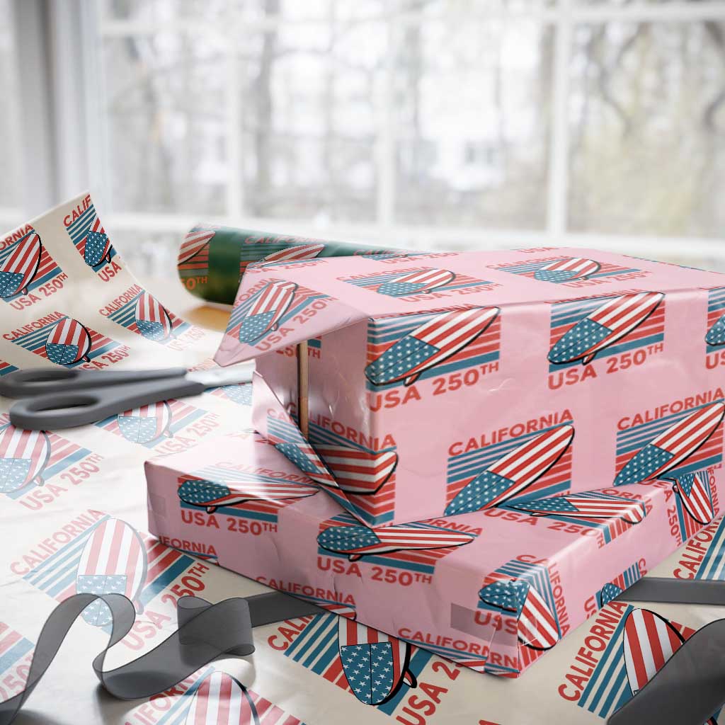 California USA 250th Anniversary Wrapping Paper Roll US Semiquincentennial Patriotic Surfboard Graphic - Wonder Print Shop