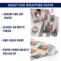 California USA 250th Anniversary Wrapping Paper Roll US Semiquincentennial Patriotic Surfboard Graphic - Wonder Print Shop
