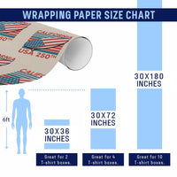 California USA 250th Anniversary Wrapping Paper Roll US Semiquincentennial Patriotic Surfboard Graphic - Wonder Print Shop