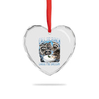 Call Me Ranch Cause I Be Dressing Heart Crystal Glass Ornament Funny Raccoon Meme
