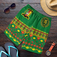 Cameroon Football Shorts for Men Tribal Motifs Green Color - Wonder Print Shop
