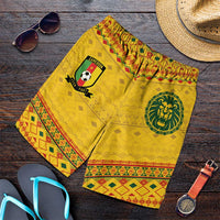 Cameroon Football Shorts for Men Tribal Motifs Yellow Color - Wonder Print Shop