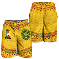 Cameroon Football Shorts for Men Tribal Motifs Yellow Color - Wonder Print Shop
