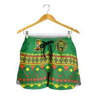 Cameroon Football Shorts for Women Tribal Motifs Green Color - Wonder Print Shop