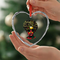Camo African American Women Juneteenth Celebrating Black Freedom Day Heart Crystal Glass Ornament