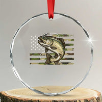 Camo Bass Fishing Crystal Glass Ornament Patriotic US Flag Fisherman - Wonder Print Shop