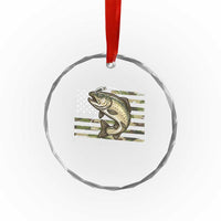 Camo Bass Fishing Crystal Glass Ornament Patriotic US Flag Fisherman - Wonder Print Shop