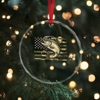 Camo Bass Fishing Crystal Glass Ornament Patriotic US Flag Fisherman - Wonder Print Shop