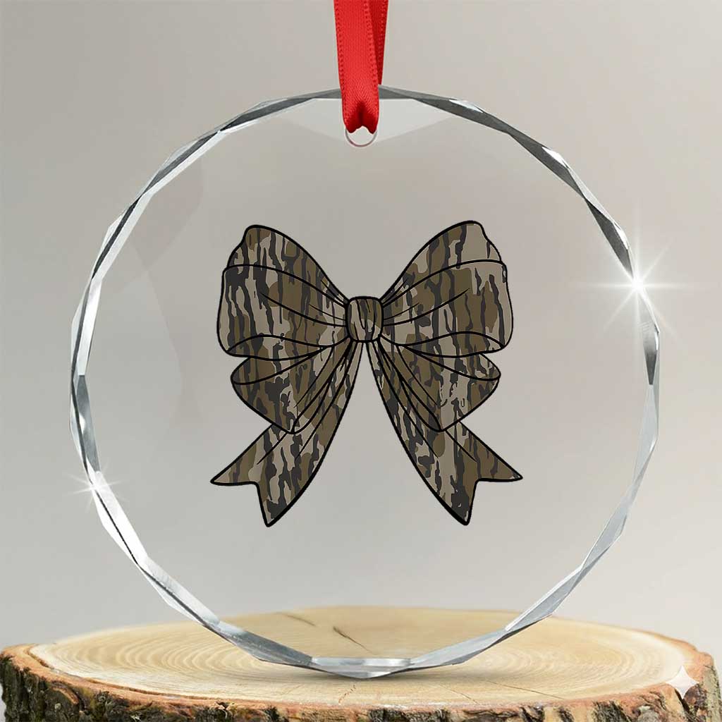 Camo Coquette Bow Duck Hunting Crystal Glass Ornament Retro Camouflage TS02