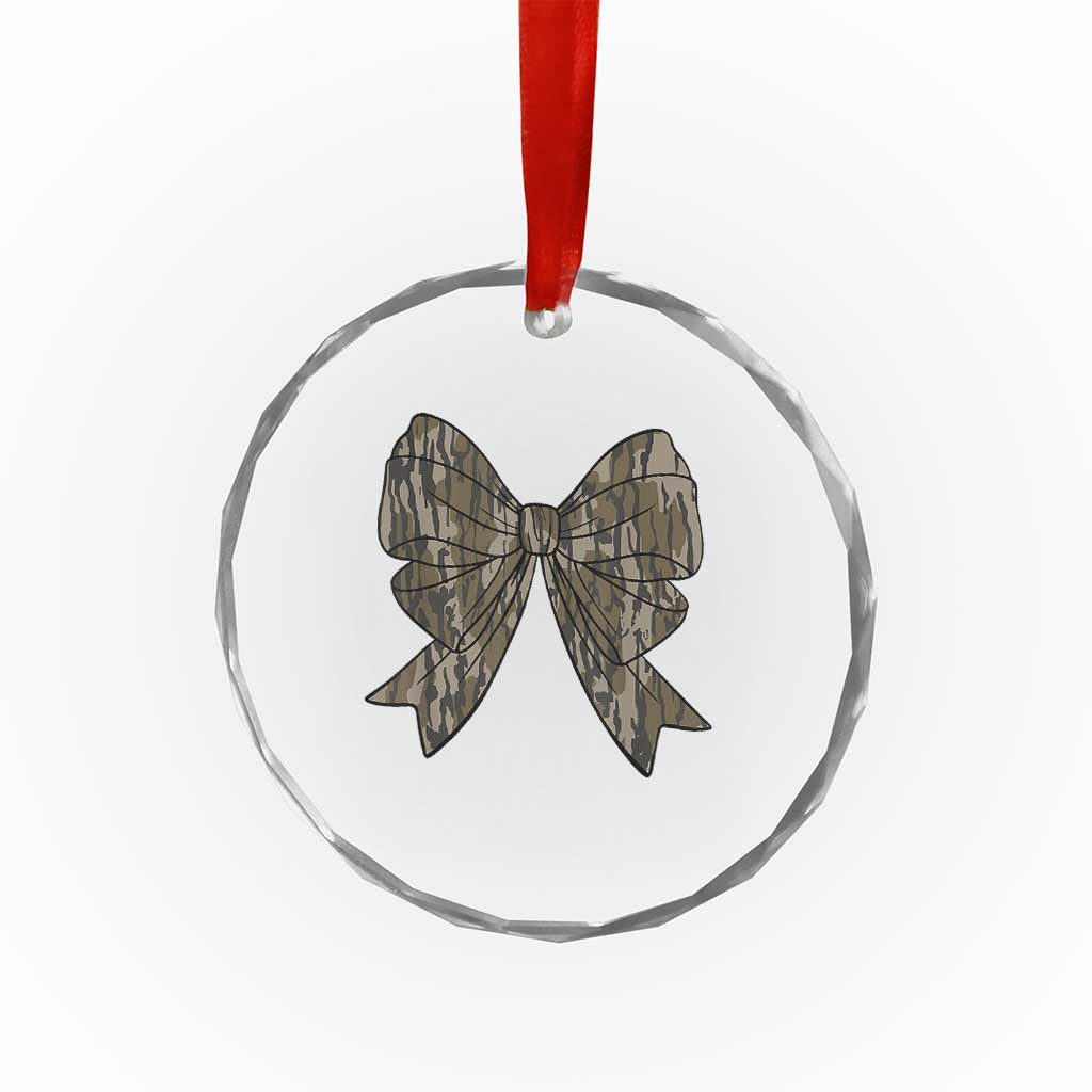Camo Coquette Bow Duck Hunting Crystal Glass Ornament Retro Camouflage TS02