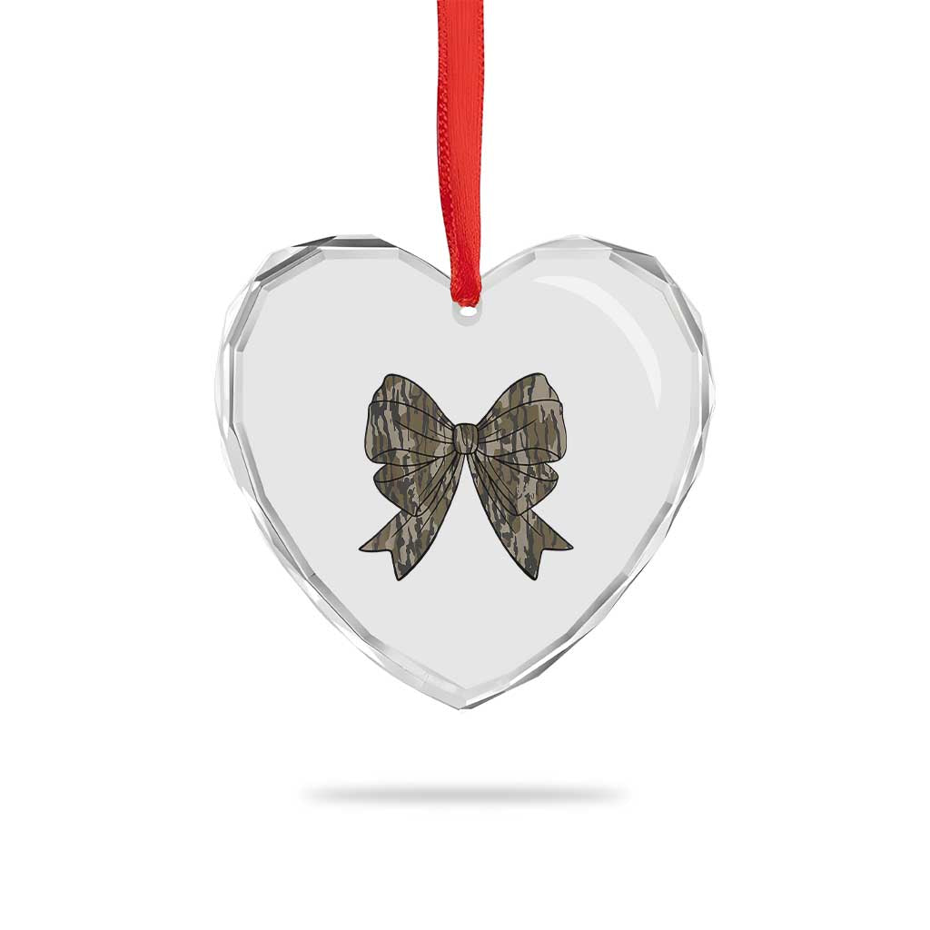 Camo Coquette Bow Duck Hunting Heart Crystal Glass Ornament Retro Camouflage - Wonder Print Shop