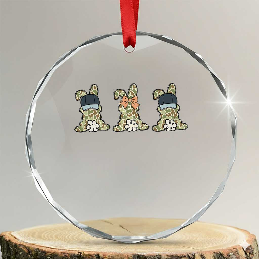 Camo Easter Bunny Crystal Glass Ornament Funny Hunter Easter Gift