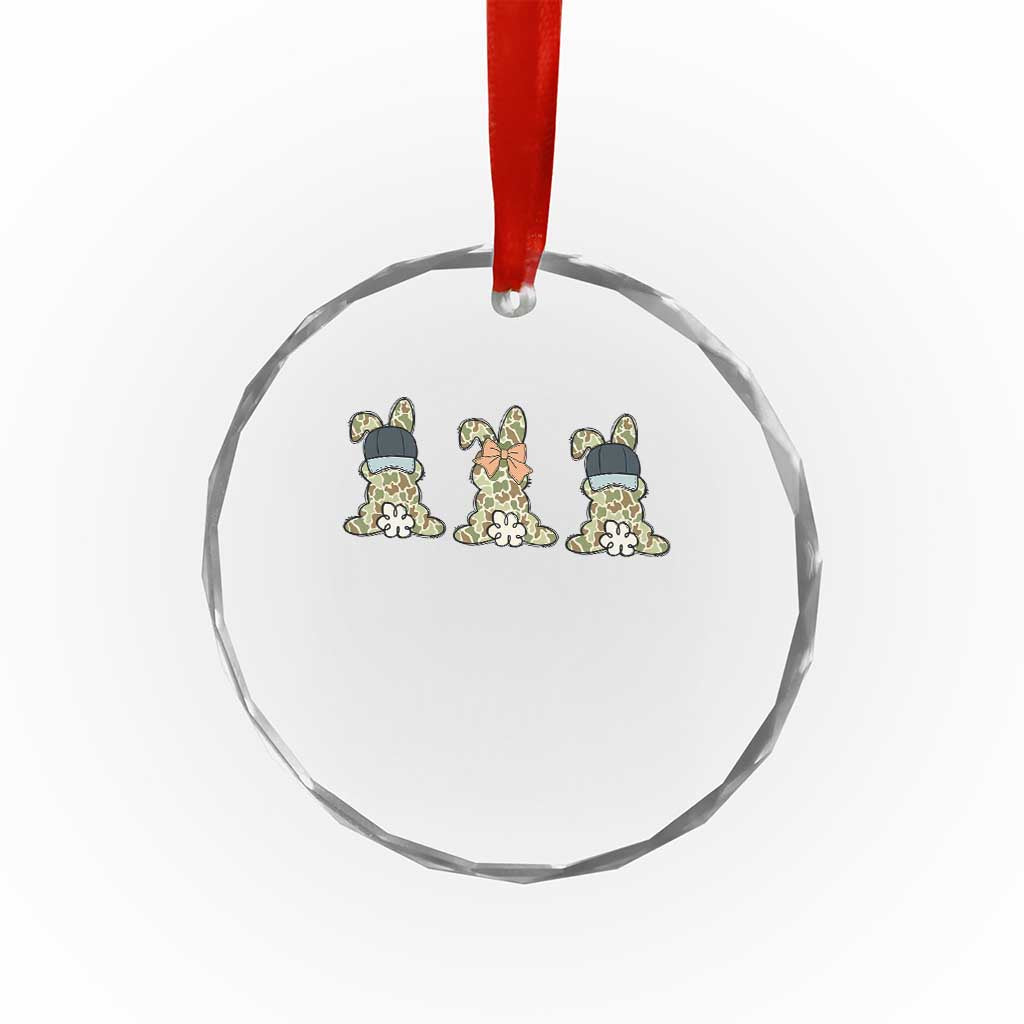 Camo Easter Bunny Crystal Glass Ornament Funny Hunter Easter Gift