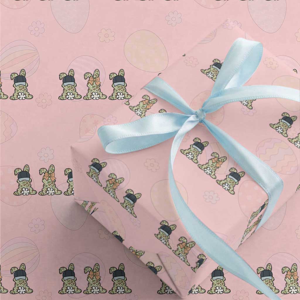 Camo Easter Bunny Wrapping Paper Roll Funny Hunter Easter Gift