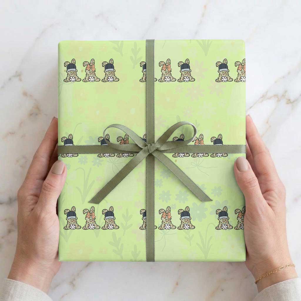 Camo Easter Bunny Wrapping Paper Roll Funny Hunter Easter Gift