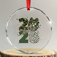 Camo Happy New Year Party 2026 Crystal Glass Ornament Camouflage Disco Ball - Wonder Print Shop