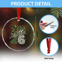 Camo Happy New Year Party 2026 Crystal Glass Ornament Camouflage Disco Ball - Wonder Print Shop