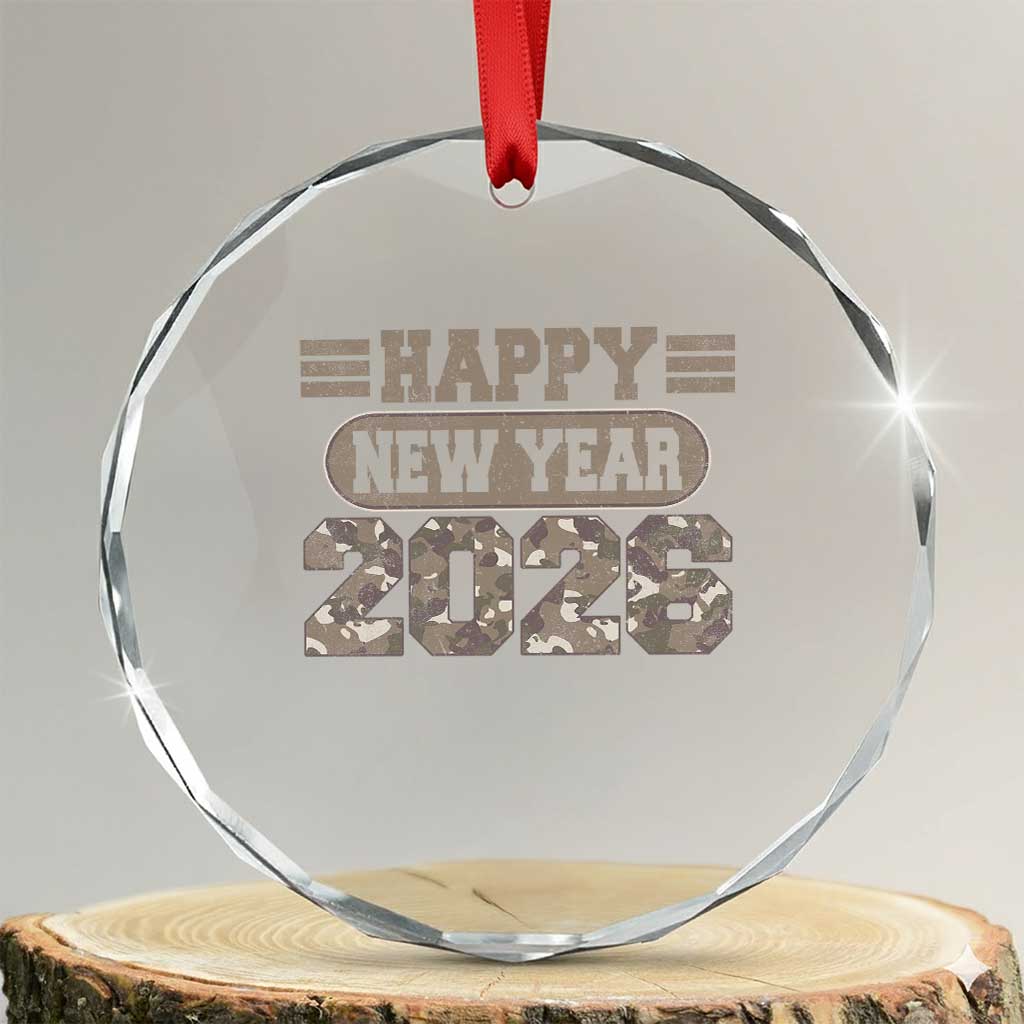 Camo Happy New Year Party 2026 Crystal Glass Ornament Camouflage NYE Party - Wonder Print Shop