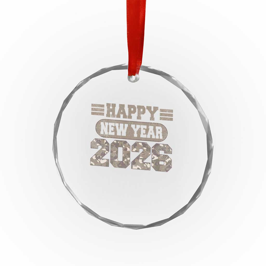 Camo Happy New Year Party 2026 Crystal Glass Ornament Camouflage NYE Party - Wonder Print Shop
