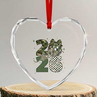 Camo Happy New Year Party 2026 Heart Crystal Glass Ornament Camouflage Disco Ball - Wonder Print Shop