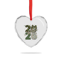 Camo Happy New Year Party 2026 Heart Crystal Glass Ornament Camouflage Disco Ball - Wonder Print Shop