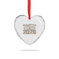 Camo Happy New Year Party 2026 Heart Crystal Glass Ornament Camouflage NYE Party - Wonder Print Shop