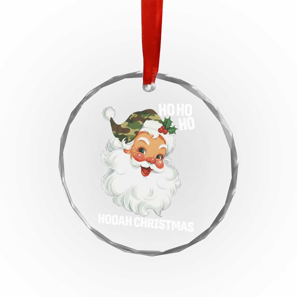 Camo Santa Christmas Crystal Glass Ornament Ho Ho Ho Hooah Christmas - Wonder Print Shop