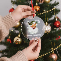 Camo Santa Christmas Crystal Glass Ornament Ho Ho Ho Hooah Christmas - Wonder Print Shop