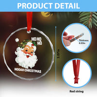 Camo Santa Christmas Crystal Glass Ornament Ho Ho Ho Hooah Christmas - Wonder Print Shop