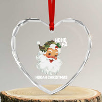Camo Santa Christmas Heart Crystal Glass Ornament Ho Ho Ho Hooah Christmas - Wonder Print Shop