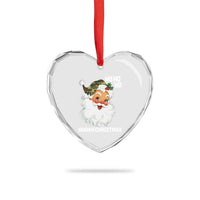 Camo Santa Christmas Heart Crystal Glass Ornament Ho Ho Ho Hooah Christmas - Wonder Print Shop