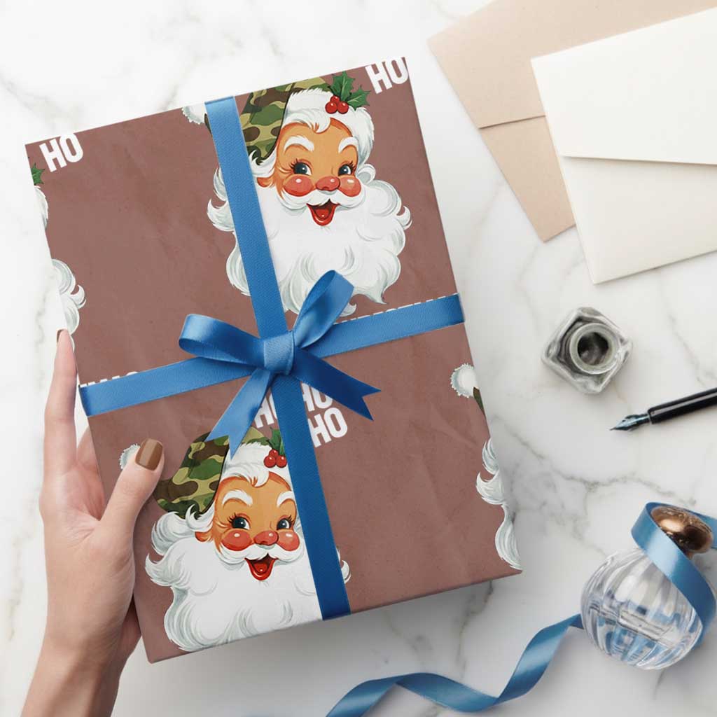 Camo Santa Christmas Wrapping Paper Roll Ho Ho Ho Hooah Christmas - Wonder Print Shop