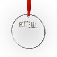 Camo Softball Crystal Glass Ornament Vintage Camouflage Softball Varsity Game Day
