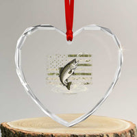 Camouflage American Flag Trout Fishing Heart Crystal Glass Ornament Patriotic Saltwater Angler Gift Sea Fishing Lovers