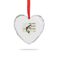 Camouflage American Flag Trout Fishing Heart Crystal Glass Ornament Patriotic Saltwater Angler Gift Sea Fishing Lovers