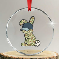 Camouflage Bunny Crystal Glass Ornament Funny Hunter Easter Gift