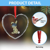 Camouflage Bunny Heart Crystal Glass Ornament Funny Hunter Easter Gift
