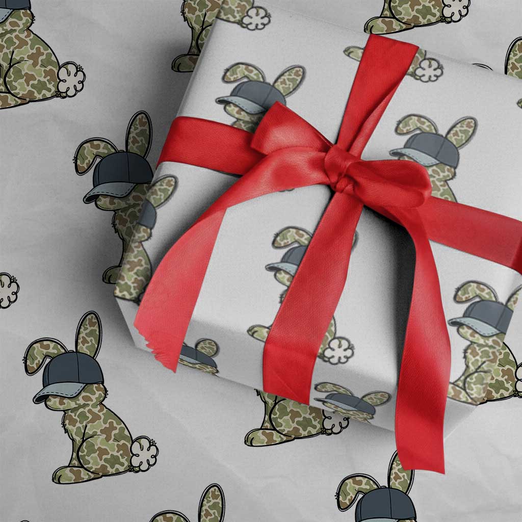 Camouflage Bunny Wrapping Paper Roll Funny Hunter Easter Gift