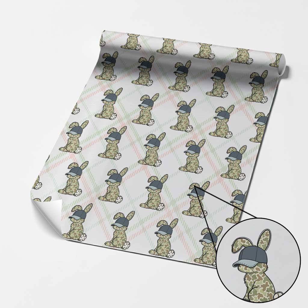 Camouflage Bunny Wrapping Paper Roll Funny Hunter Easter Gift