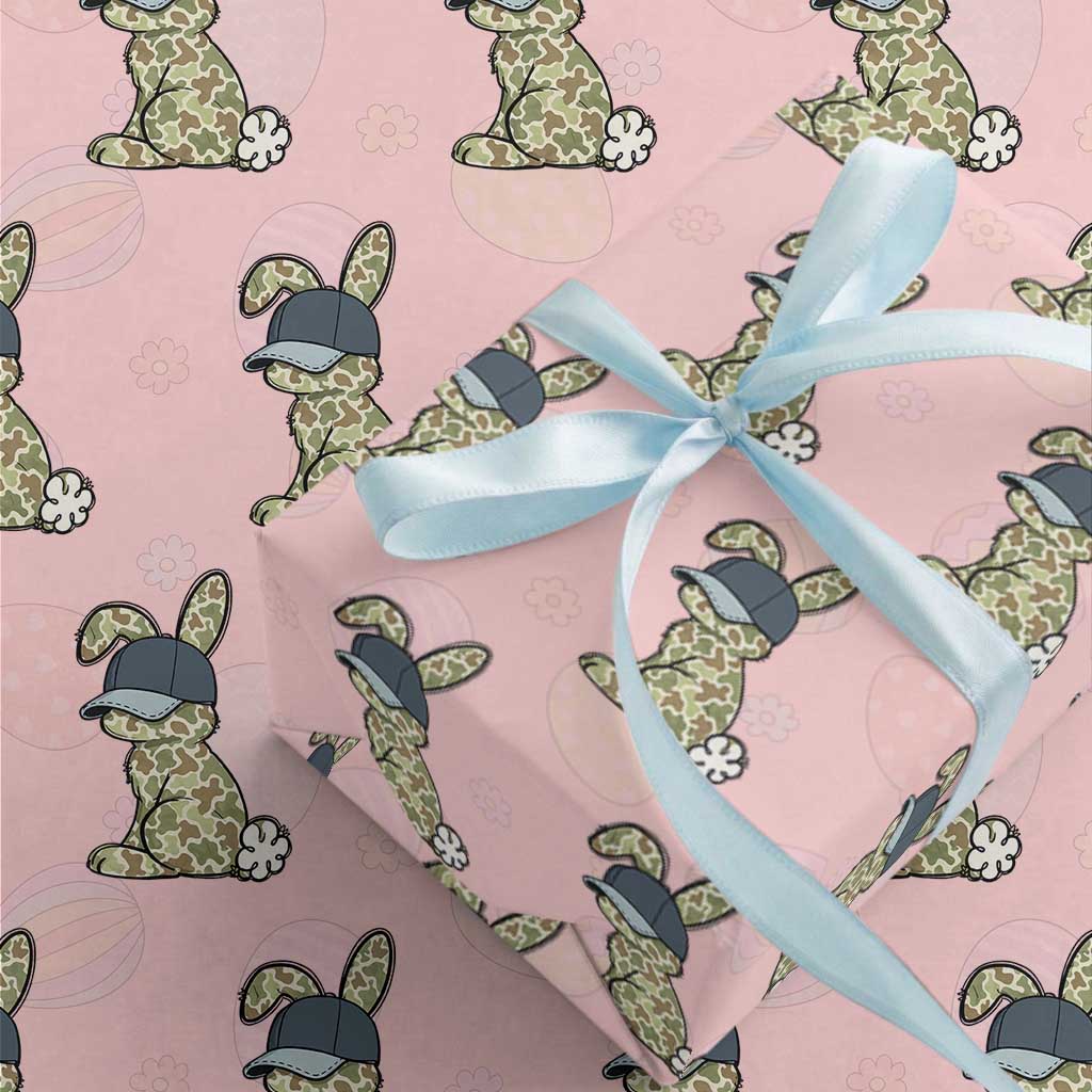Camouflage Bunny Wrapping Paper Roll Funny Hunter Easter Gift