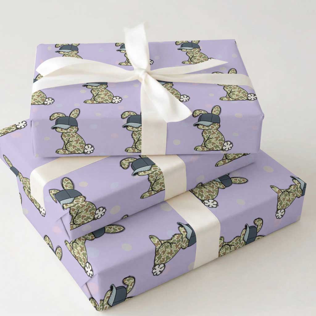 Camouflage Bunny Wrapping Paper Roll Funny Hunter Easter Gift