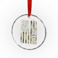 Camouflage Patriotic Dad 2026 Crystal Glass Ornament USA Flag New Father Announcement