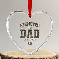 Camouflage Promoted To Dad Est 2026 Heart Crystal Glass Ornament Camo Pregnancy Announcement Graphic