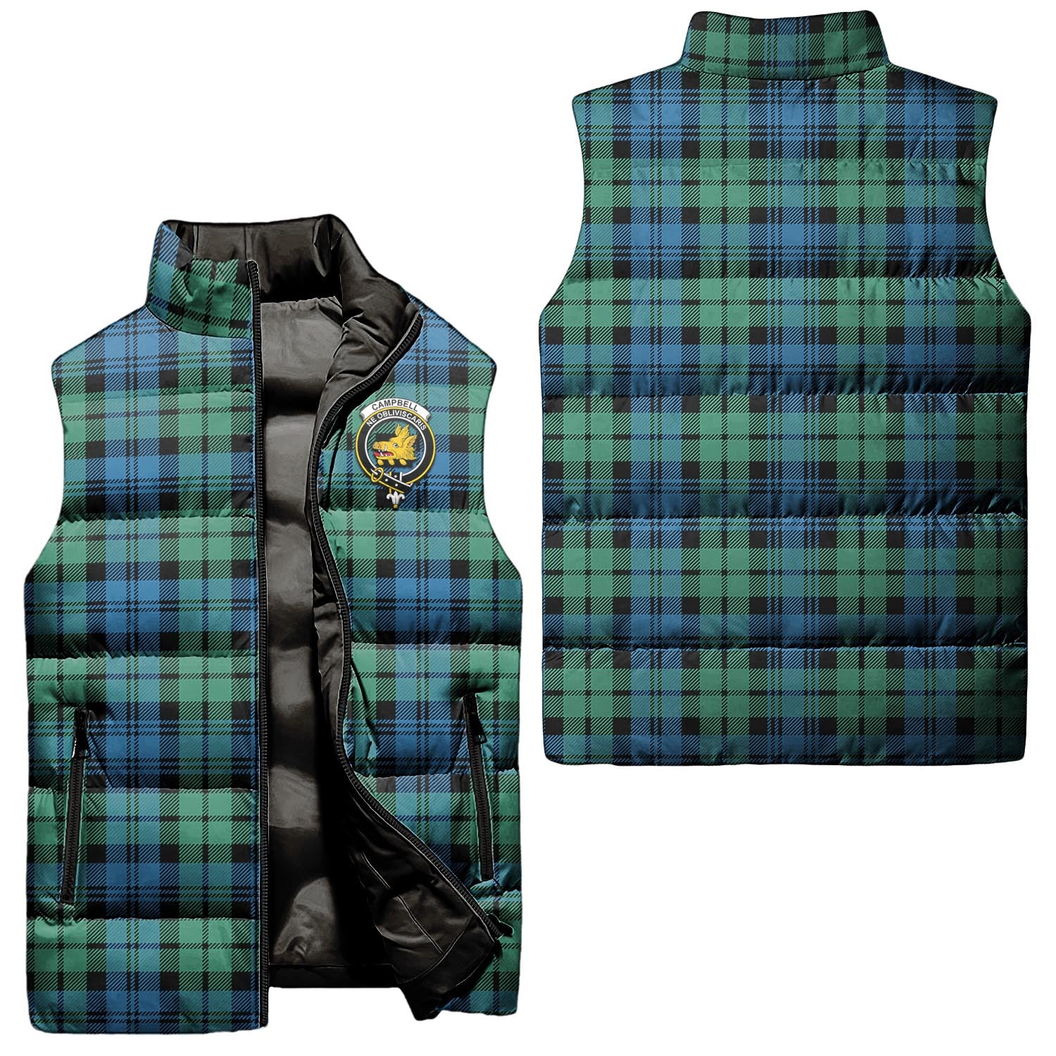 campbell-ancient-01-clan-puffer-vest-family-crest-plaid-sleeveless-down-jacket