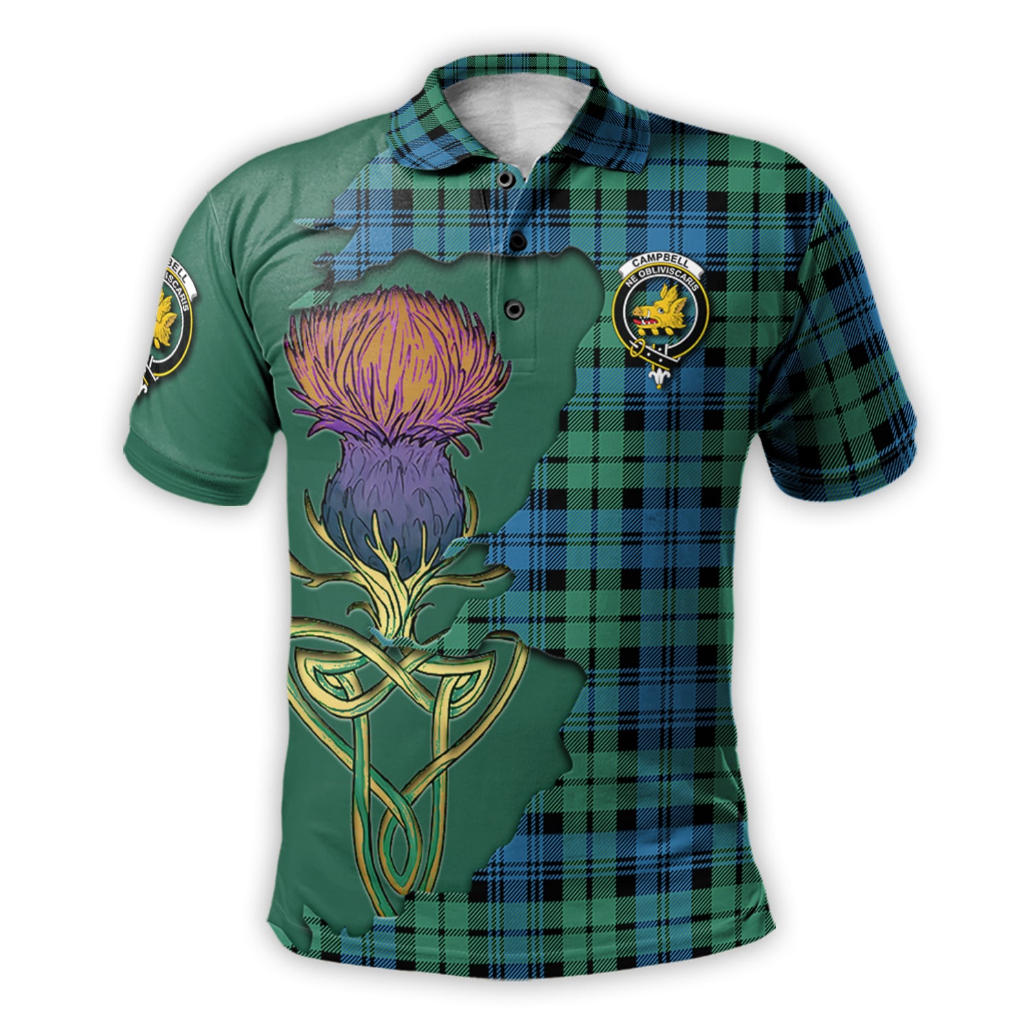 campbell-ancient-01-tartan-family-crest-polo-shirt-tartan-plaid-with-thistle-and-scotland-map-polo-shirt