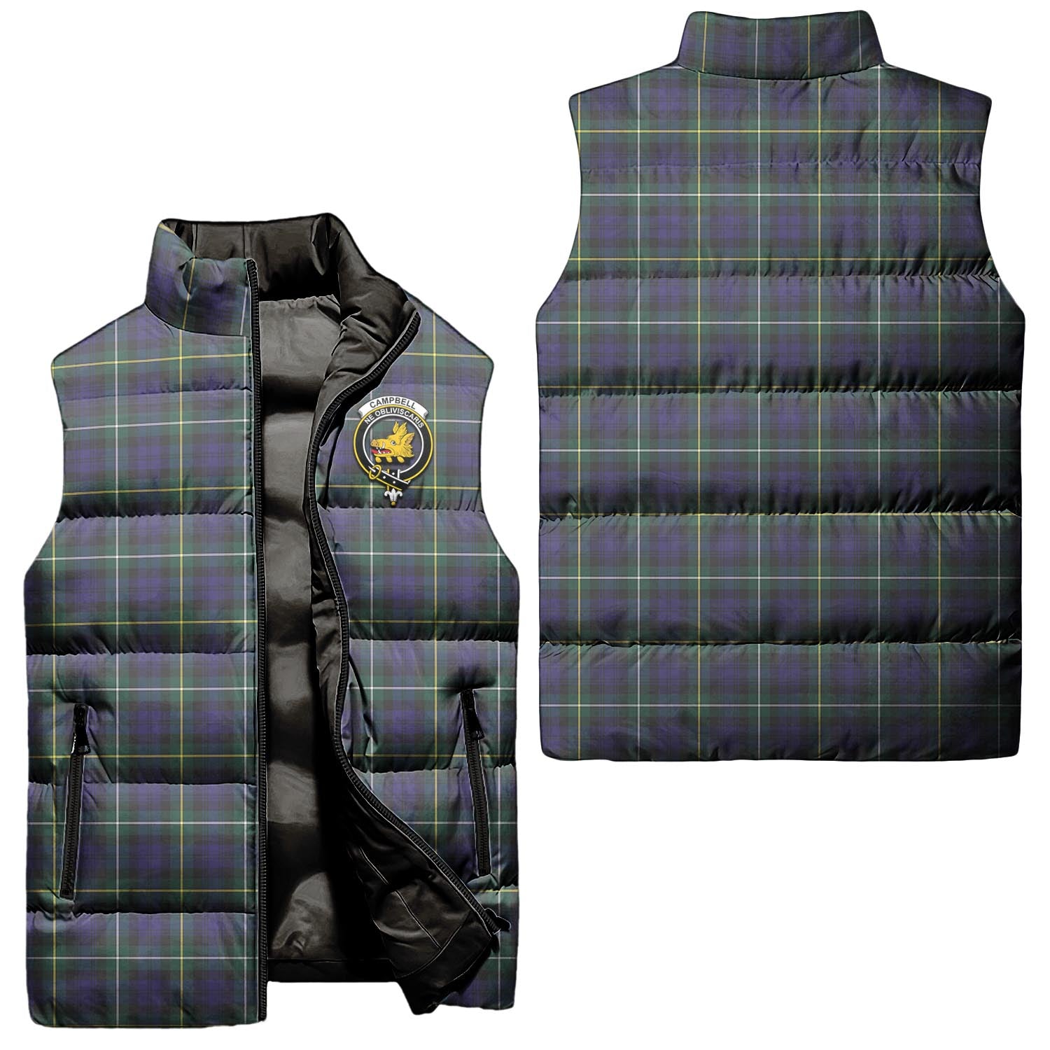campbell-argyll-modern-clan-puffer-vest-family-crest-plaid-sleeveless-down-jacket