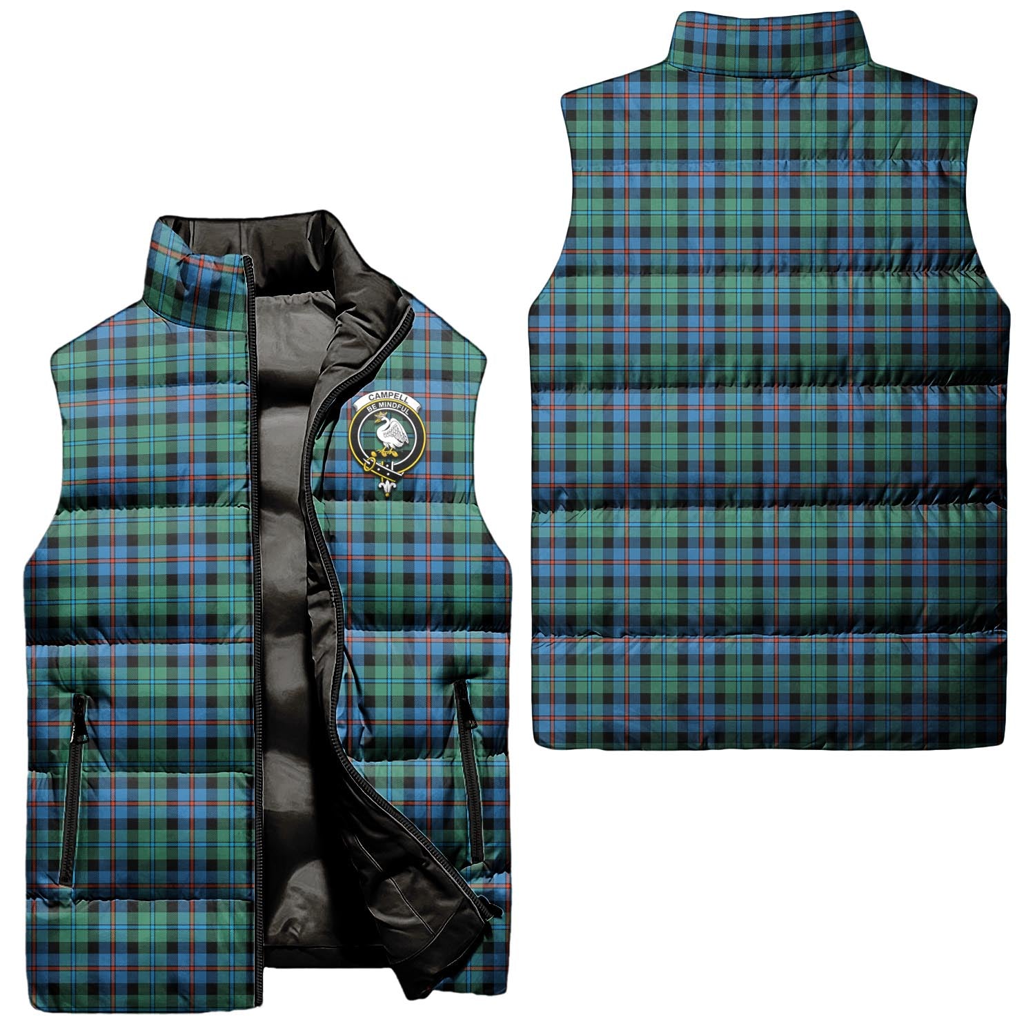 campbell-of-cawdor-ancient-clan-puffer-vest-family-crest-plaid-sleeveless-down-jacket